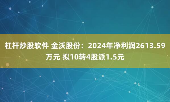 杠杆炒股软件 金沃股份：2024年净利润2613.59万元 拟10转4股派1.5元