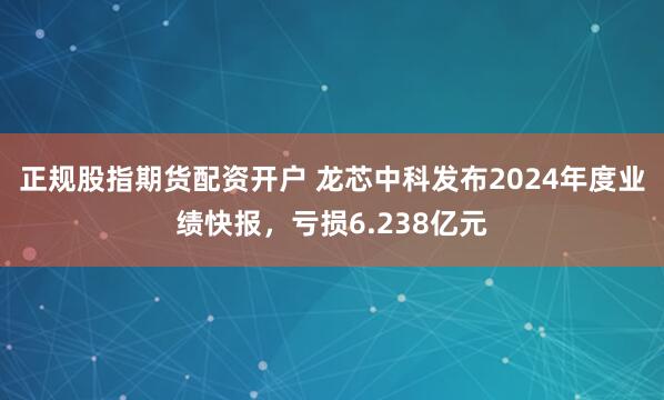 正规股指期货配资开户 龙芯中科发布2024年度业绩快报，亏损6.238亿元