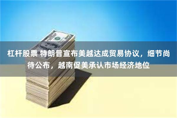杠杆股票 特朗普宣布美越达成贸易协议，细节尚待公布，越南促美承认市场经济地位